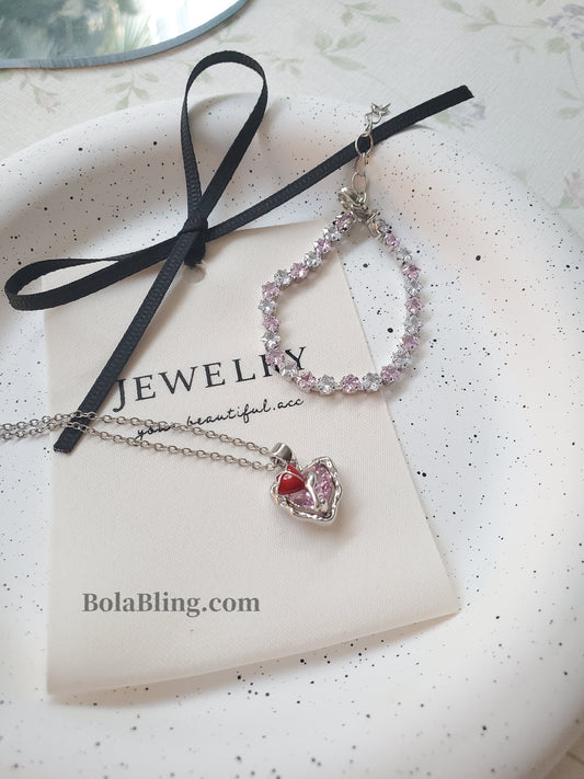 Pink Heart Necklace | Cute&Minimalist Australia Jewellery